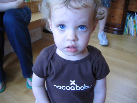 Donna looking up with big blue eyes