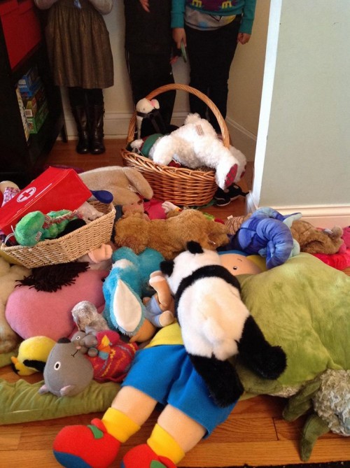 This one involved all these stuffies being saved from a burning building.  Thank goodness.  