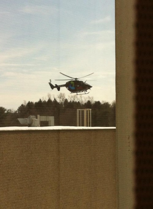 While I was at the movies, my friend was with her son at the hospital.  Their room overlooked the medical heliport.  She mentioned it was very busy.  