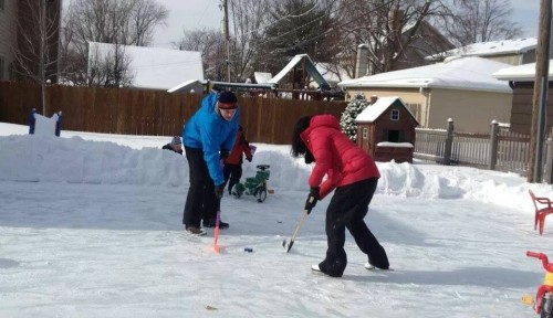 My cousins hashing it out on the back yard ice rink.  This really is too cool for school.
