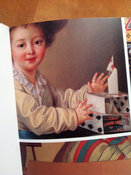 "Boy with a House of Cards" painted by Francois Hubert Drouais, from a collection in the Metropolitan Museum of Art