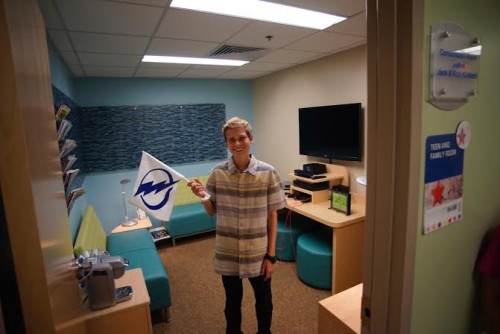Cole at the opening of the Teen Lounge at his treatment hospital that he inspired and fundraised for.
