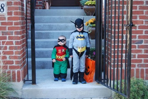 Gabe as Robin and Jack as Batman, Halloween