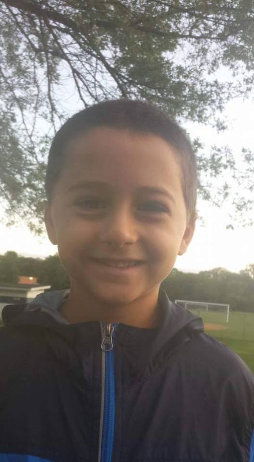 Sam on the soccer field.