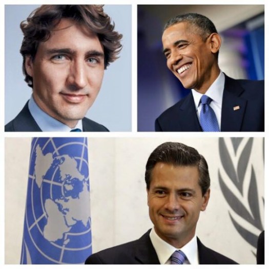 Justin Trudeau, Barack Obama, and Enrique Pena Nieto -- North America represents, my friends.